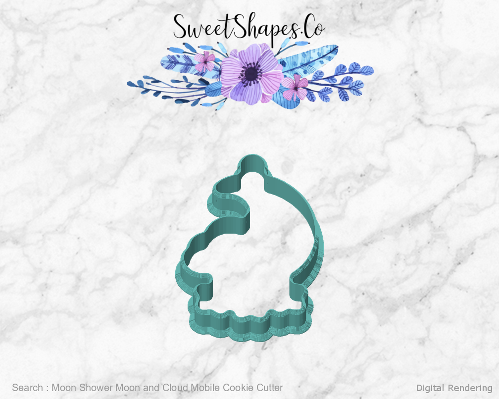 Moon Shower Moon and Cloud Mobile Cookie Cutter — front view