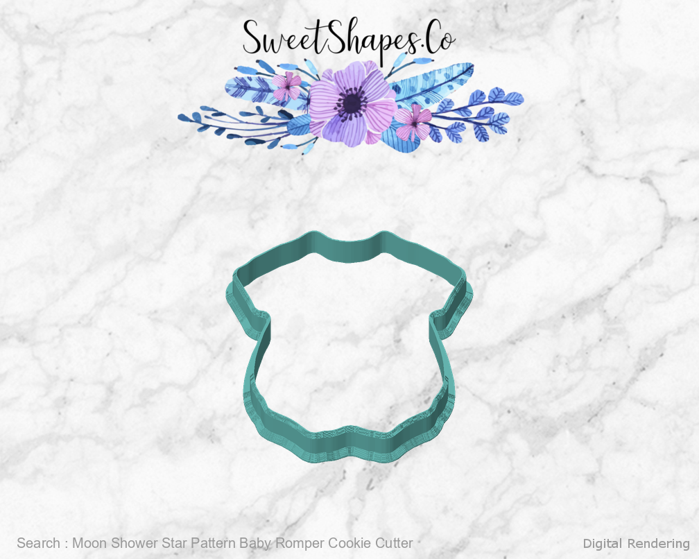 Moon Shower Star Pattern Baby Romper Cookie Cutter — front view