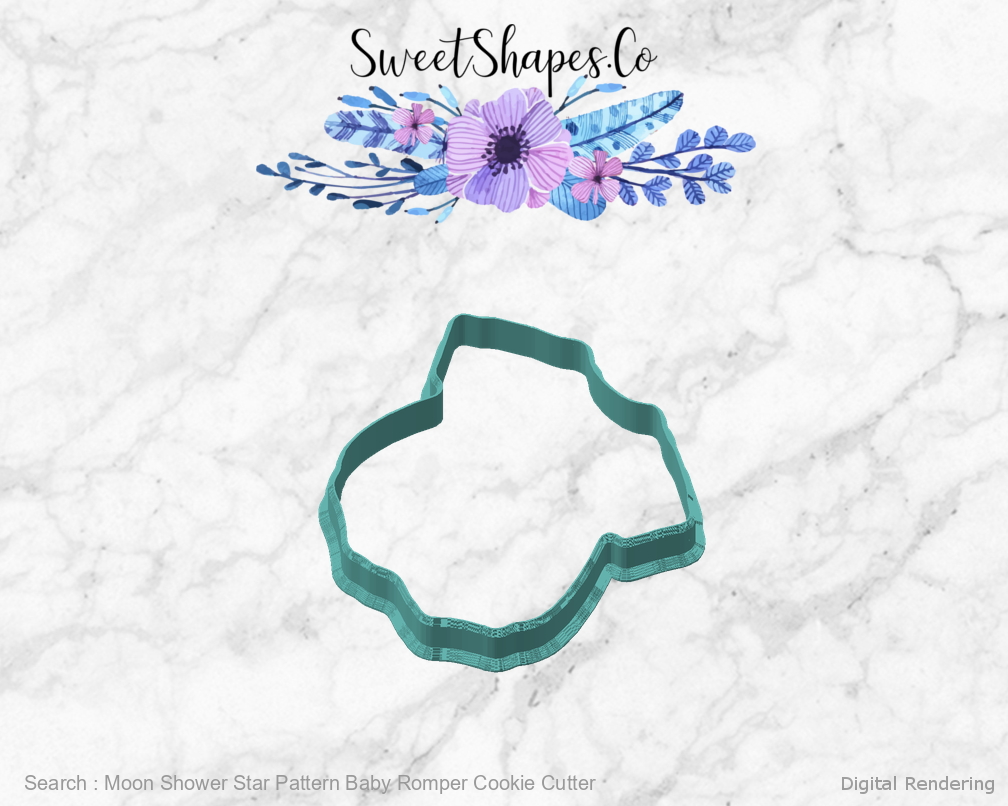 Moon Shower Star Pattern Baby Romper Cookie Cutter — angled front view