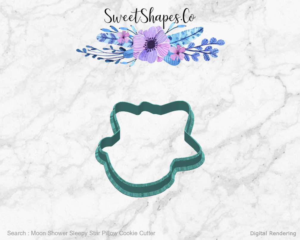 Moon Shower Sleepy Star Pillow Cookie Cutter — back view