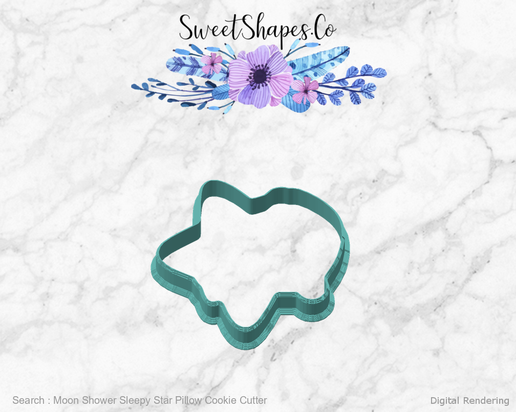Moon Shower Sleepy Star Pillow Cookie Cutter — angled front view
