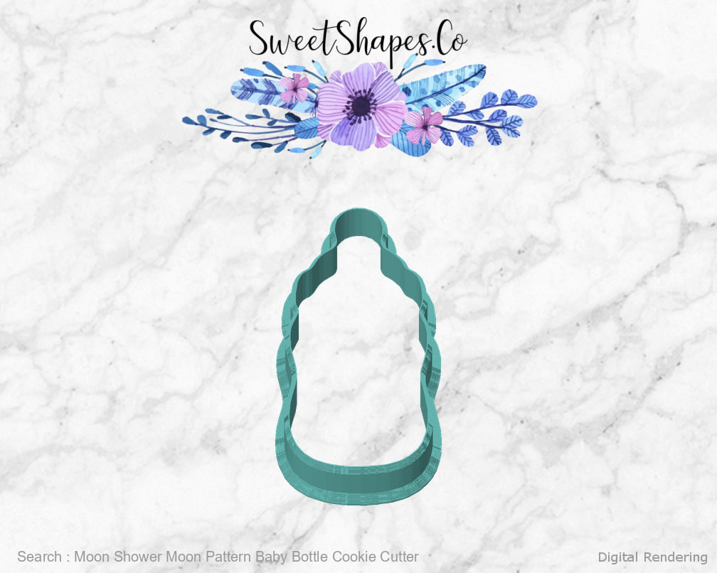 Moon Shower Moon Pattern Baby Bottle Cookie Cutter — front view