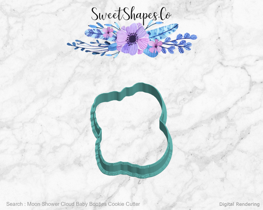 Moon Shower Cloud Baby Booties Cookie Cutter — left view