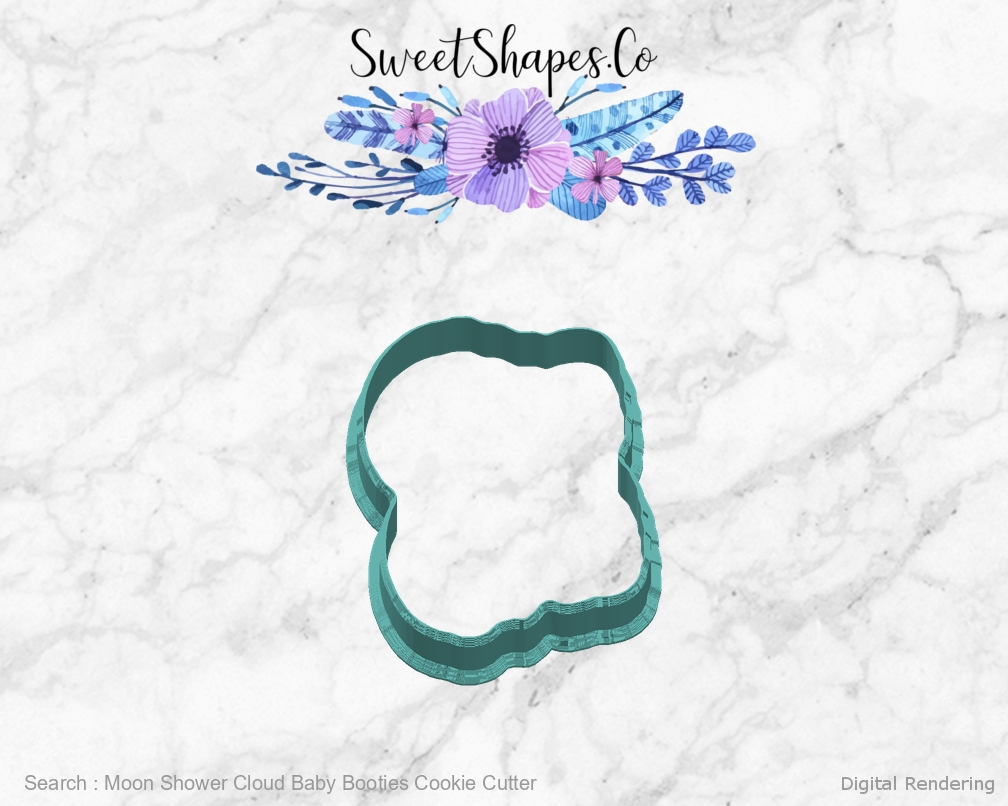 Moon Shower Cloud Baby Booties Cookie Cutter — right view