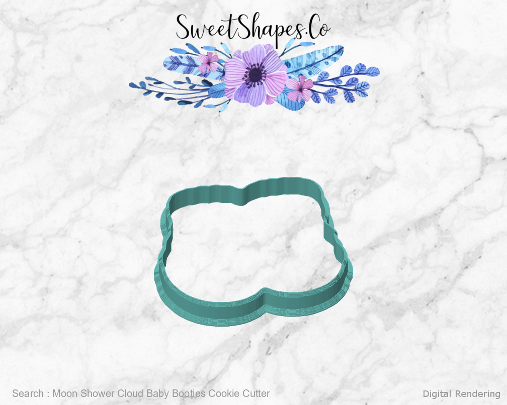 Moon Shower Cloud Baby Booties Cookie Cutter — front view