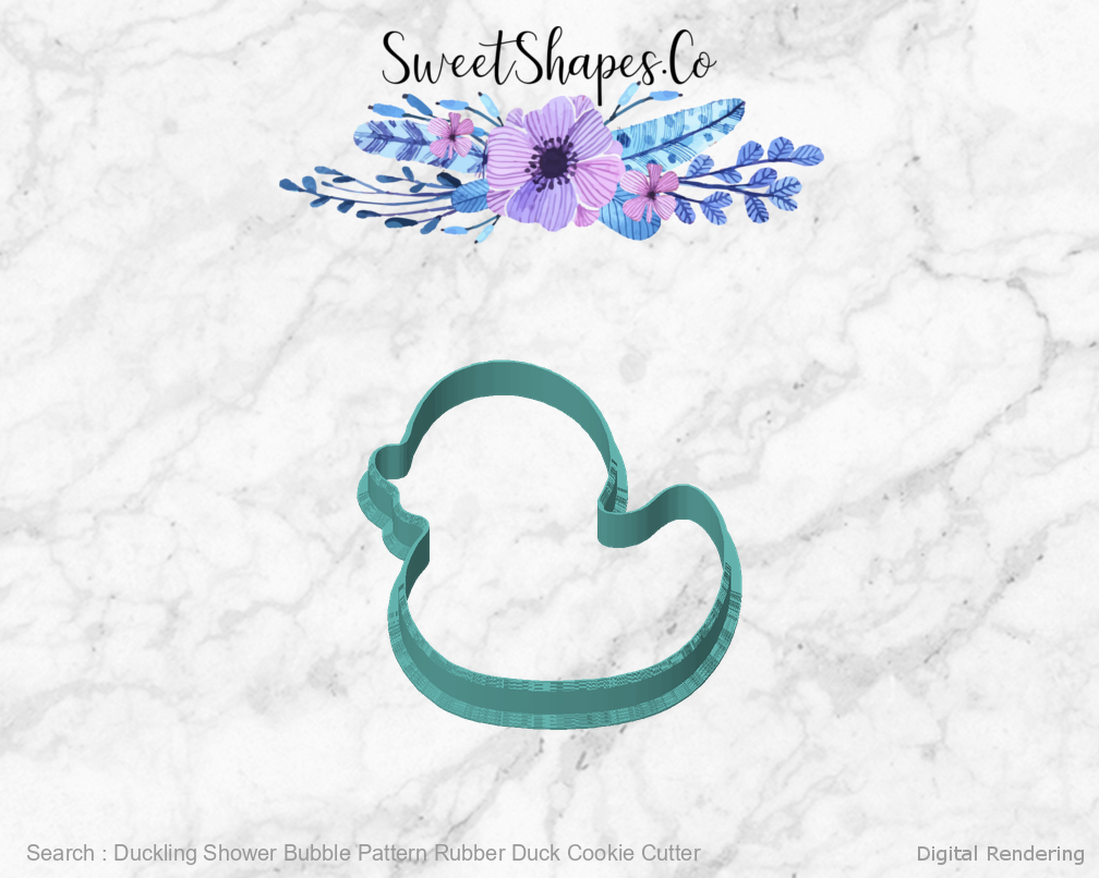 Duckling Shower Bubble Pattern Rubber Duck Cookie Cutter — front view