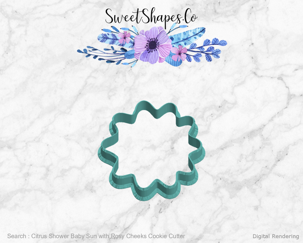 Citrus Shower Baby Sun with Rosy Cheeks Cookie Cutter — left view
