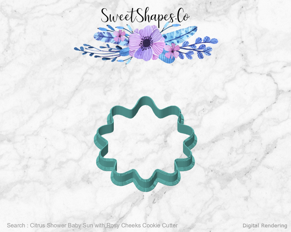 Citrus Shower Baby Sun with Rosy Cheeks Cookie Cutter — front view