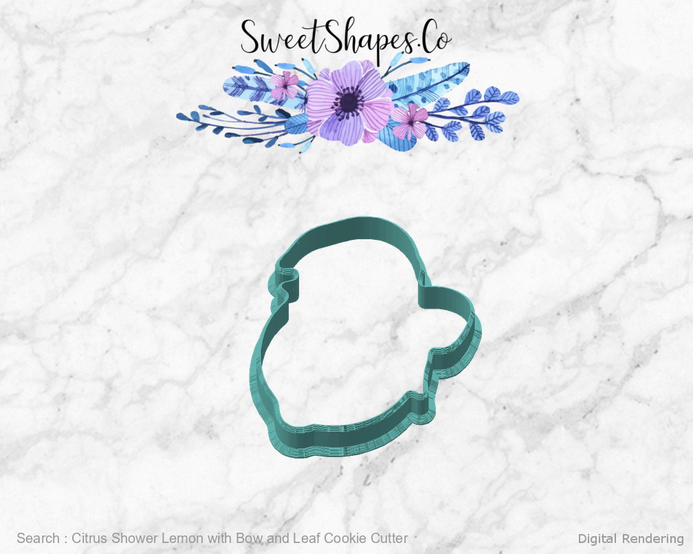 Citrus Shower Lemon with Bow and Leaf Cookie Cutter — angled front view