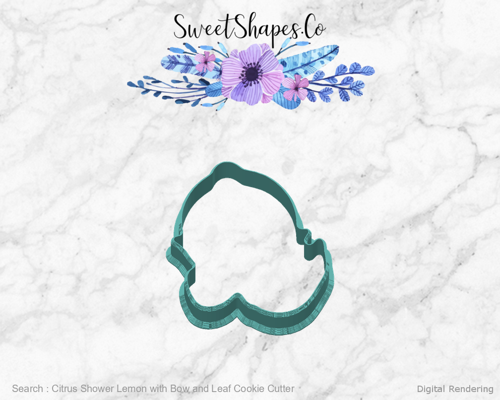 Citrus Shower Lemon with Bow and Leaf Cookie Cutter — back view