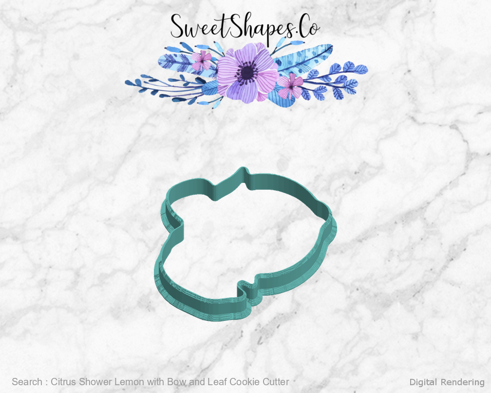 Citrus Shower Lemon with Bow and Leaf Cookie Cutter — left view