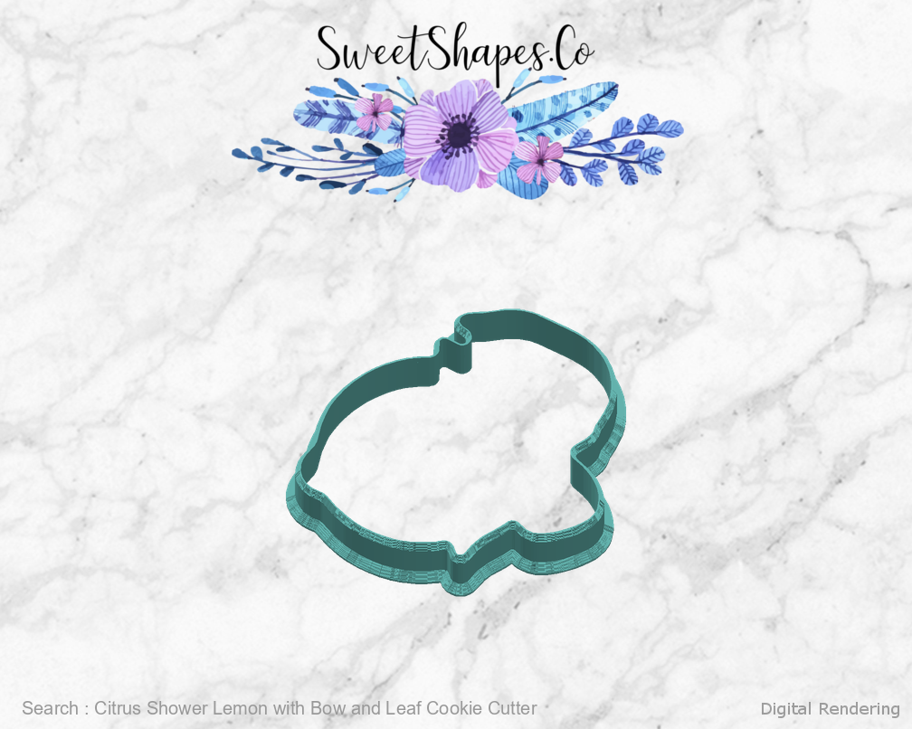 Citrus Shower Lemon with Bow and Leaf Cookie Cutter — right view