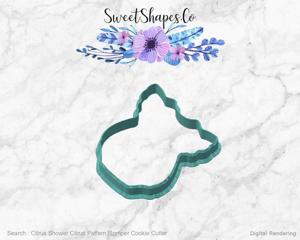 Citrus Shower Citrus Pattern Romper Cookie Cutter — angled front view