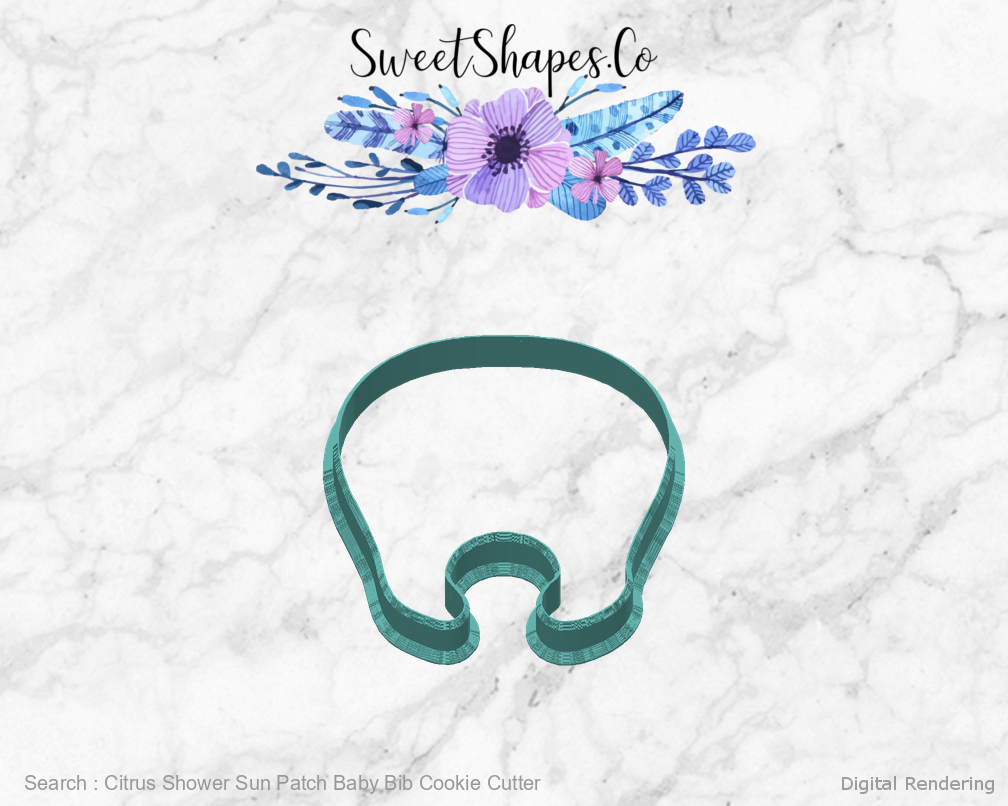 Citrus Shower Sun Patch Baby Bib Cookie Cutter — back view