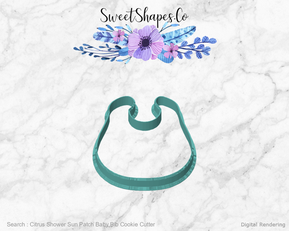 Citrus Shower Sun Patch Baby Bib Cookie Cutter — front view
