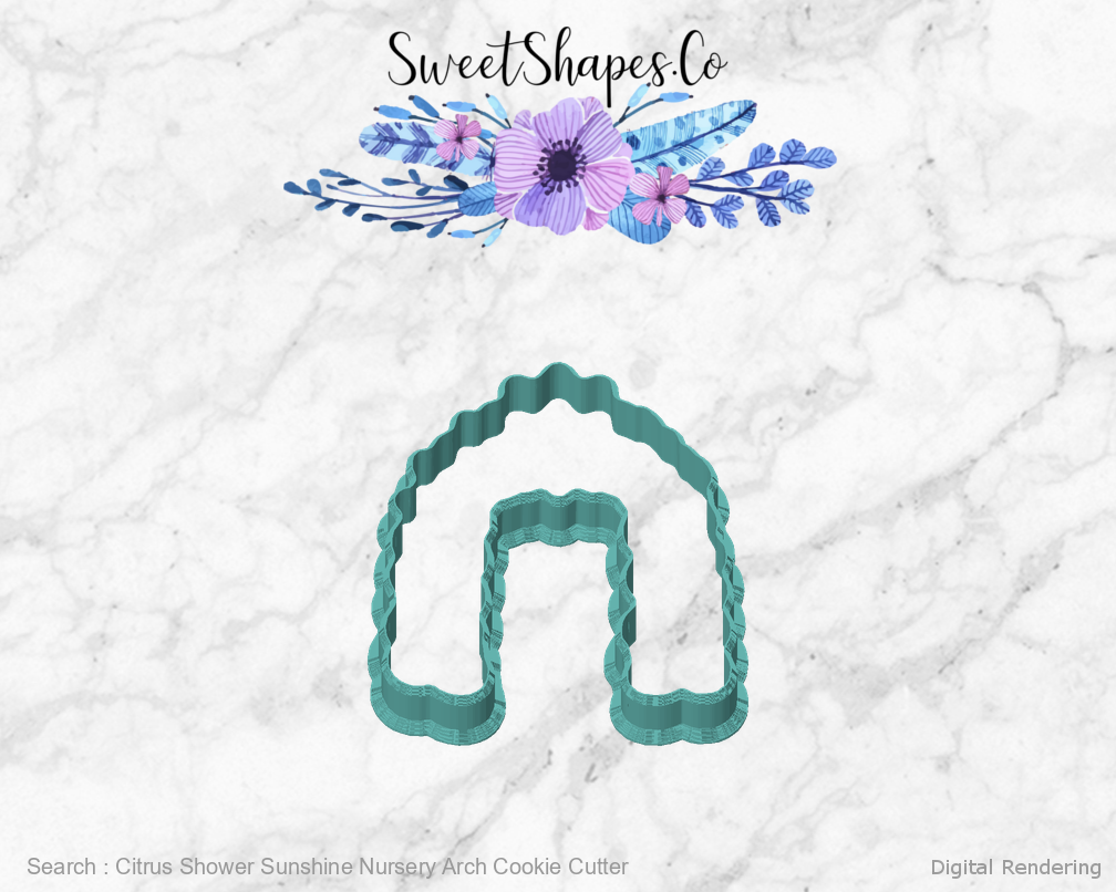 Citrus Shower Sunshine Nursery Arch Cookie Cutter — front view