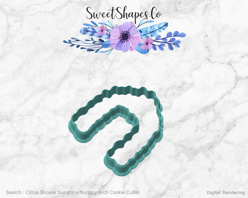 Citrus Shower Sunshine Nursery Arch Cookie Cutter — angled front view