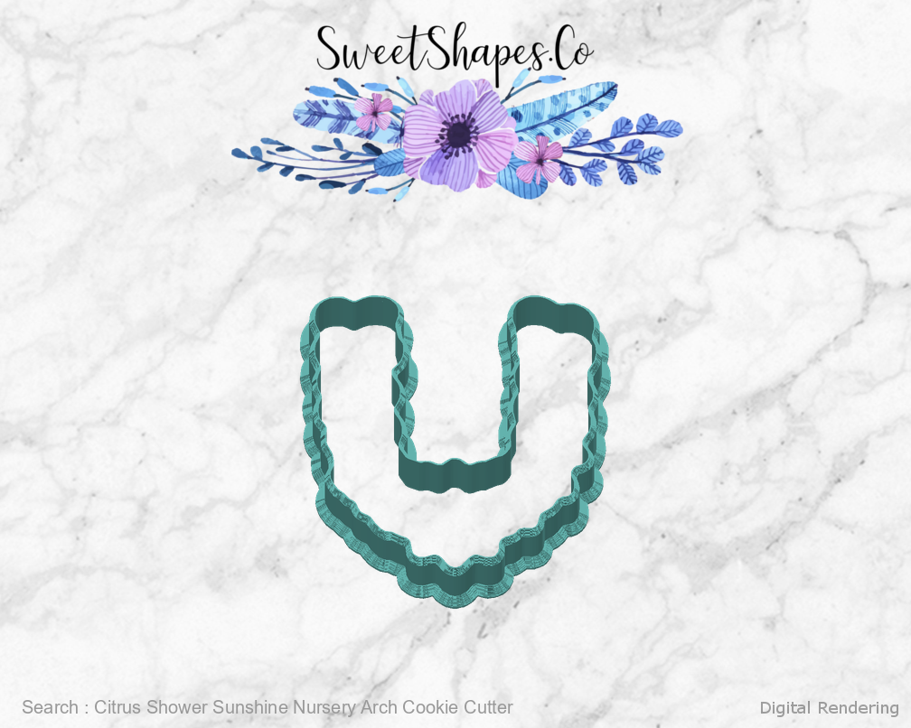 Citrus Shower Sunshine Nursery Arch Cookie Cutter — back view