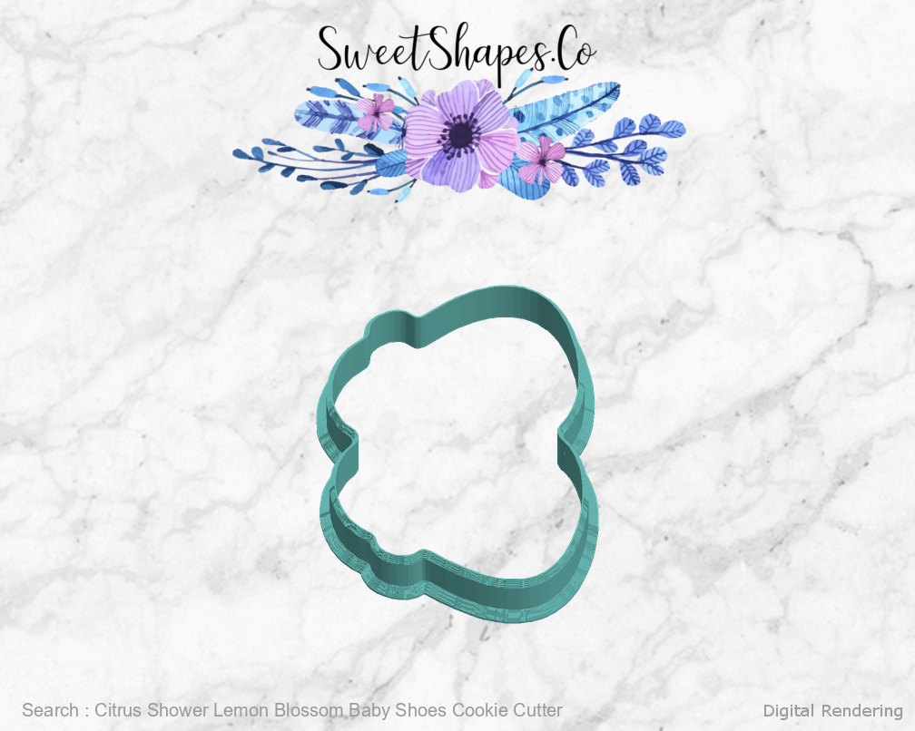 Citrus Shower Lemon Blossom Baby Shoes Cookie Cutter — left view