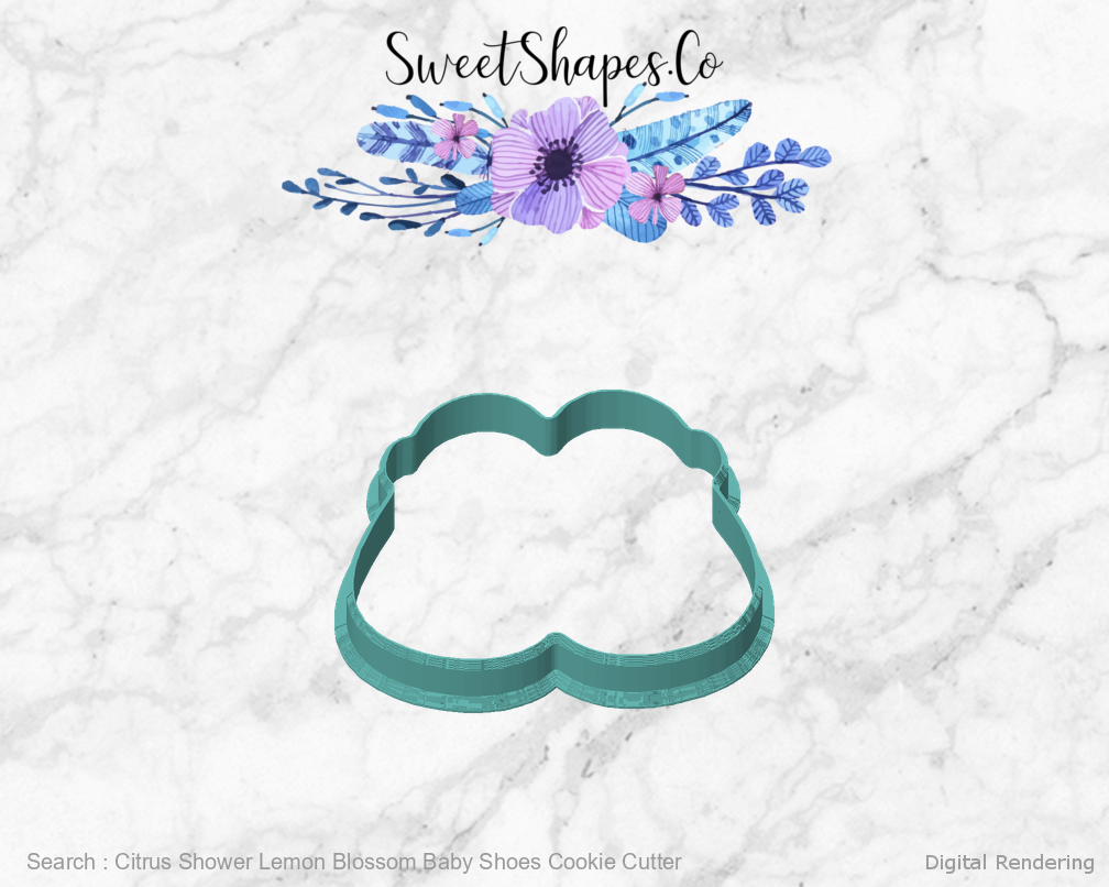 Citrus Shower Lemon Blossom Baby Shoes Cookie Cutter — front view