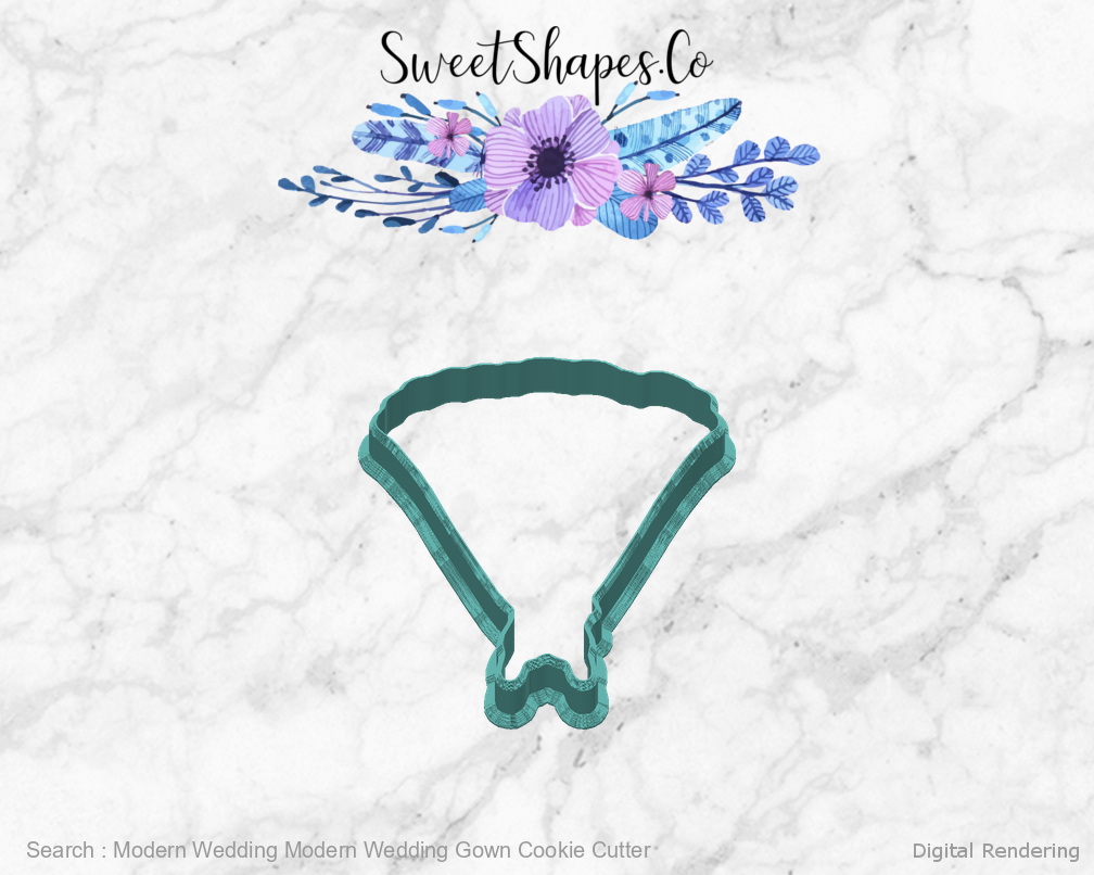 Modern Wedding Modern Wedding Gown Cookie Cutter — back view