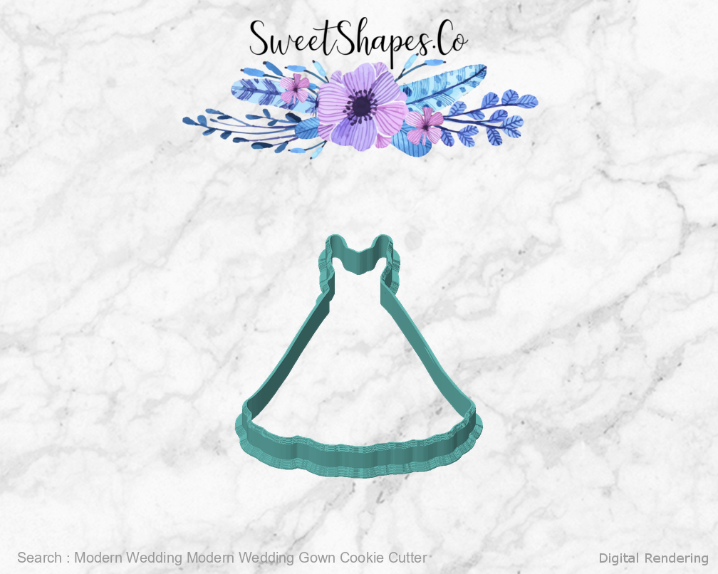 Modern Wedding Modern Wedding Gown Cookie Cutter — front view