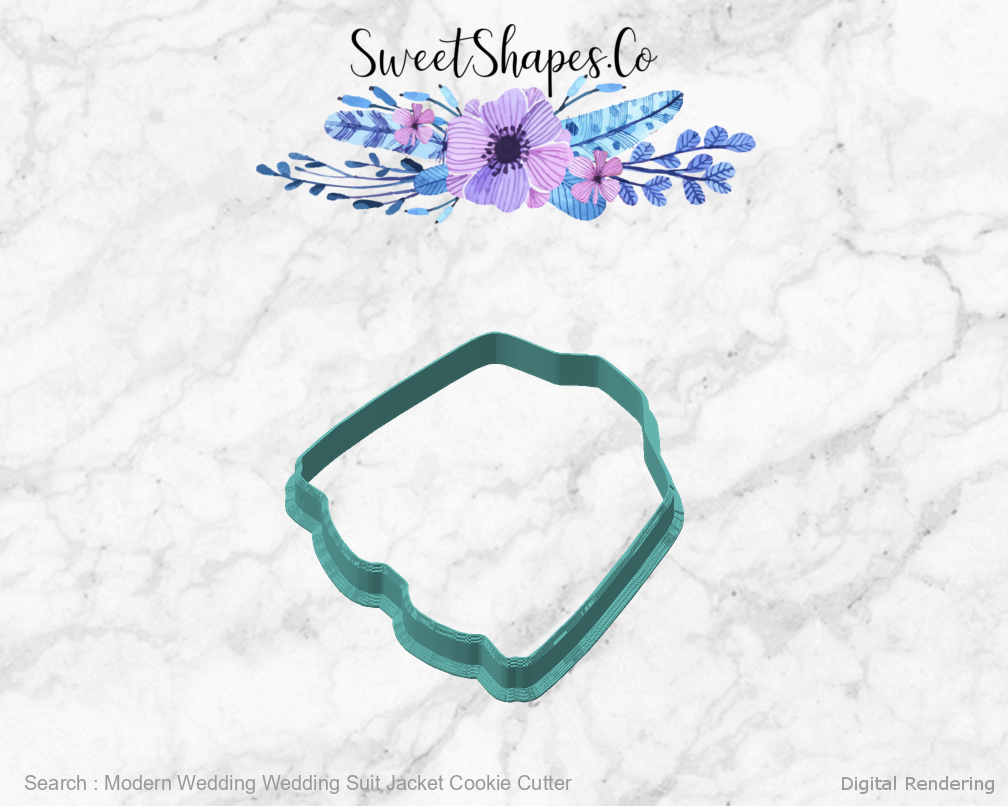 Modern Wedding Wedding Suit Jacket Cookie Cutter — angled front view