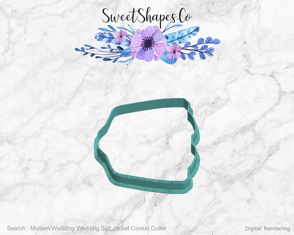 Modern Wedding Wedding Suit Jacket Cookie Cutter — left view