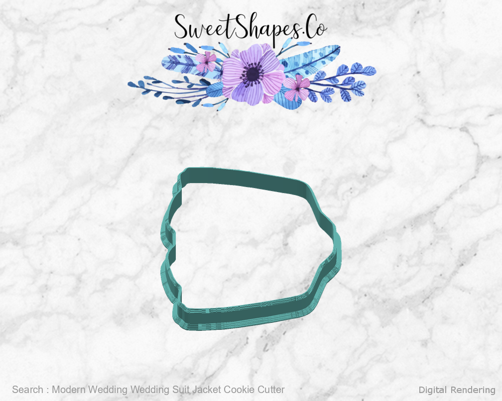 Modern Wedding Wedding Suit Jacket Cookie Cutter — right view
