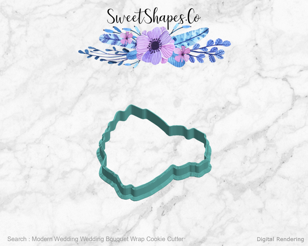 Modern Wedding Wedding Bouquet Wrap Cookie Cutter — left view