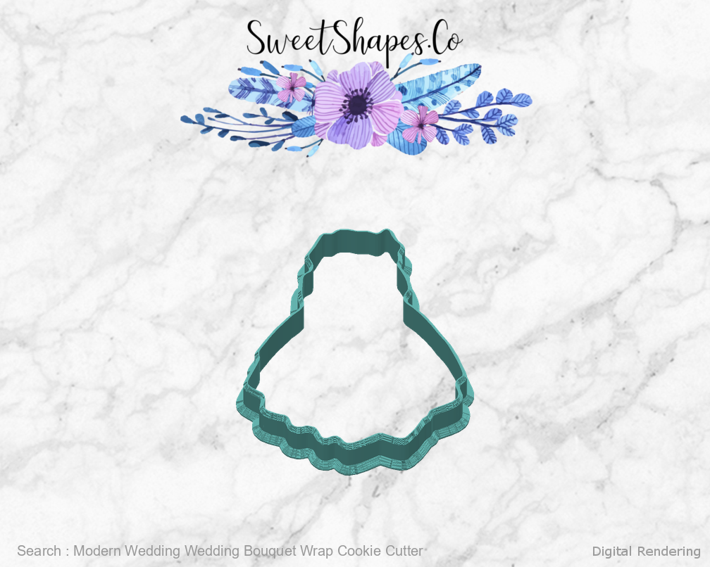 Modern Wedding Wedding Bouquet Wrap Cookie Cutter — back view