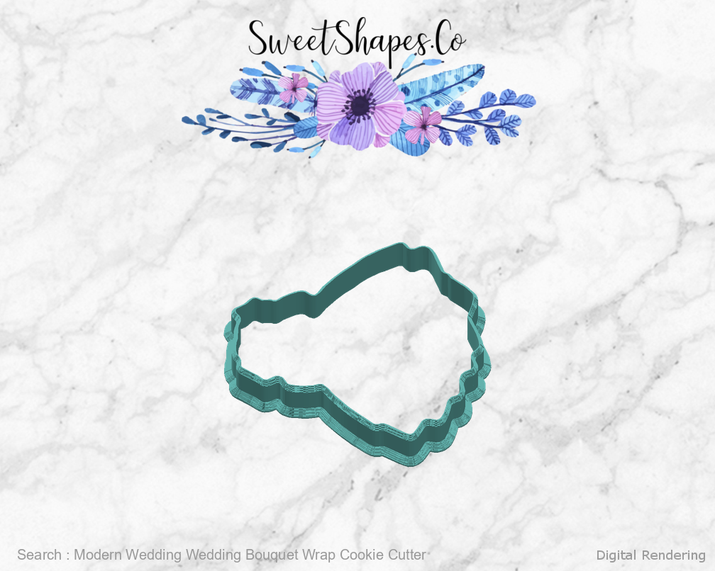 Modern Wedding Wedding Bouquet Wrap Cookie Cutter — right view