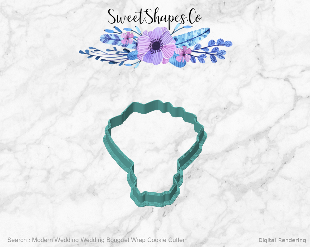 Modern Wedding Wedding Bouquet Wrap Cookie Cutter — front view