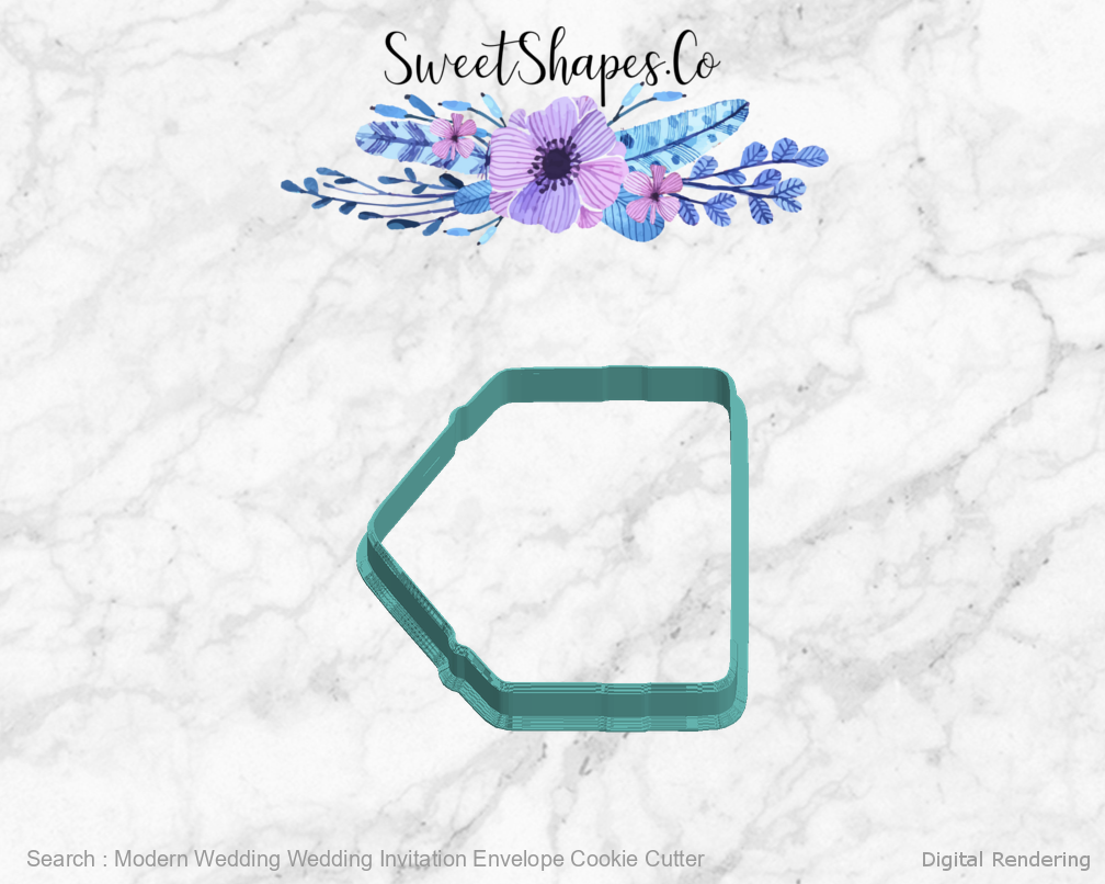 Modern Wedding Wedding Invitation Envelope Cookie Cutter — left view