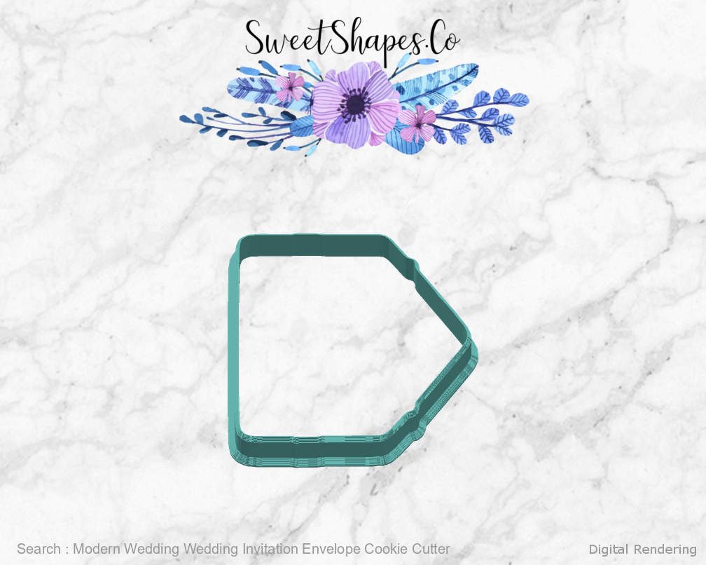 Modern Wedding Wedding Invitation Envelope Cookie Cutter — right view