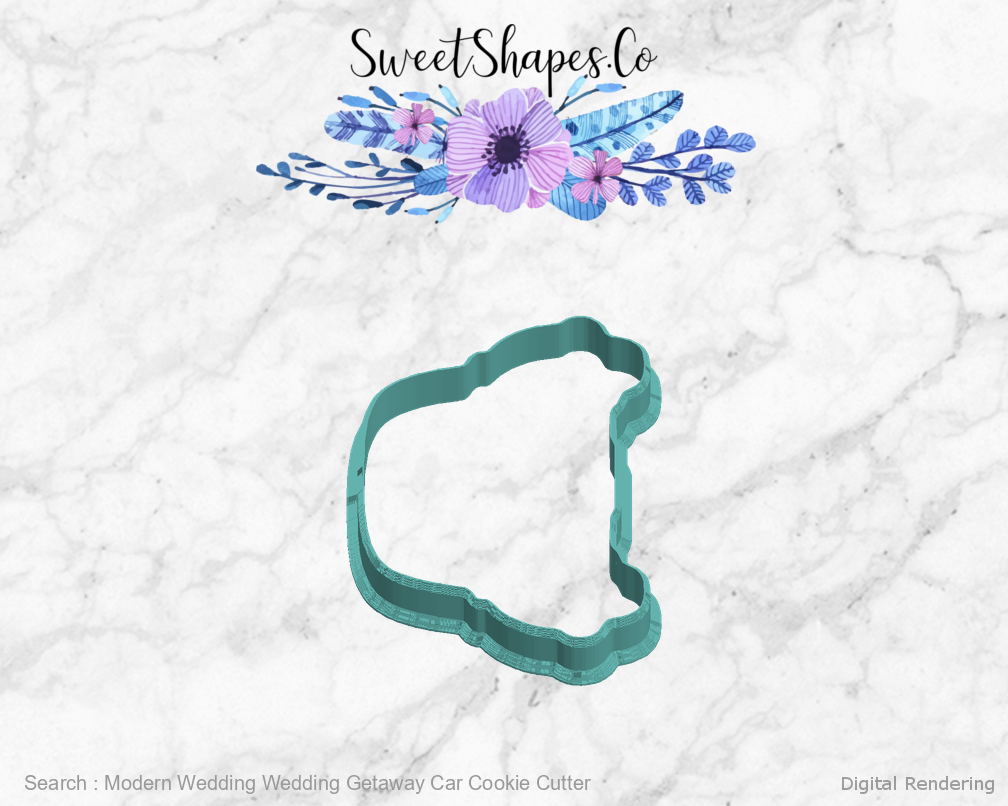 Modern Wedding Wedding Getaway Car Cookie Cutter — left view