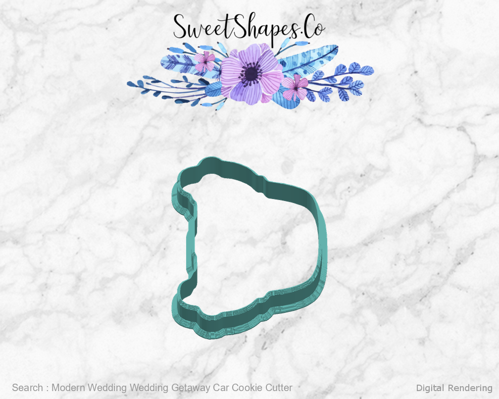 Modern Wedding Wedding Getaway Car Cookie Cutter — right view