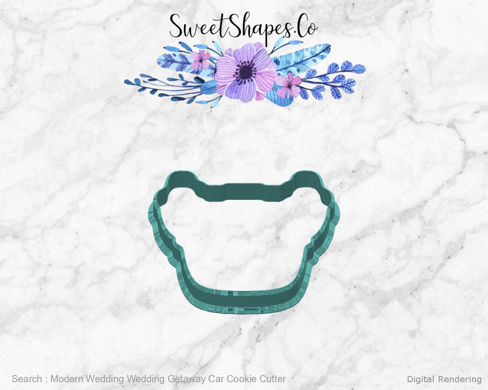 Modern Wedding Wedding Getaway Car Cookie Cutter — back view
