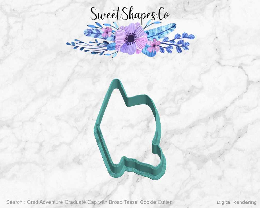 Grad Adventure Graduate Cap with Broad Tassel Cookie Cutter — left view