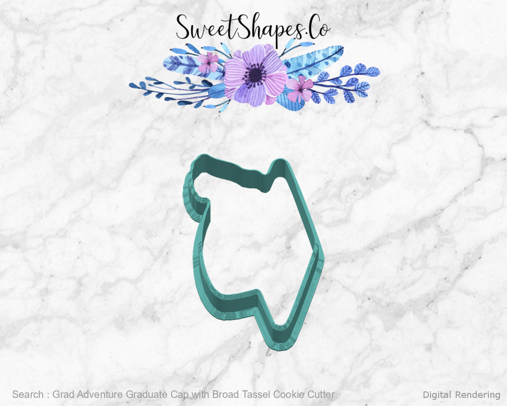 Grad Adventure Graduate Cap with Broad Tassel Cookie Cutter — right view