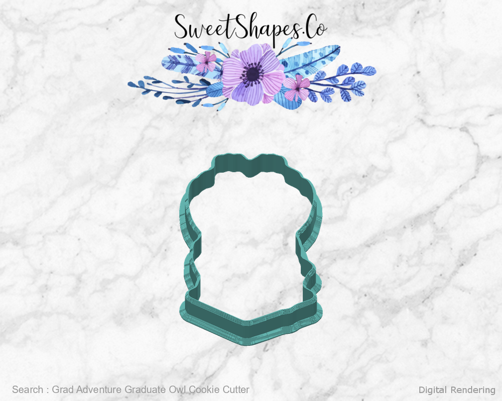 Grad Adventure Graduate Owl Cookie Cutter — back view