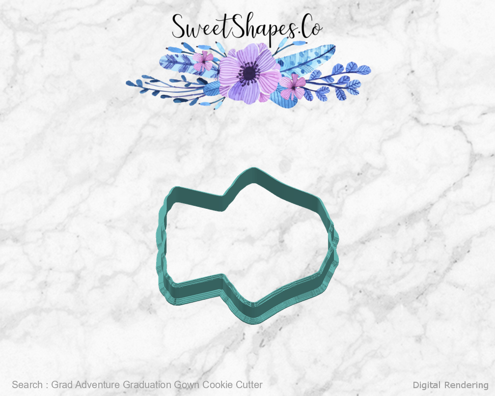 Grad Adventure Graduation Gown Cookie Cutter — right view