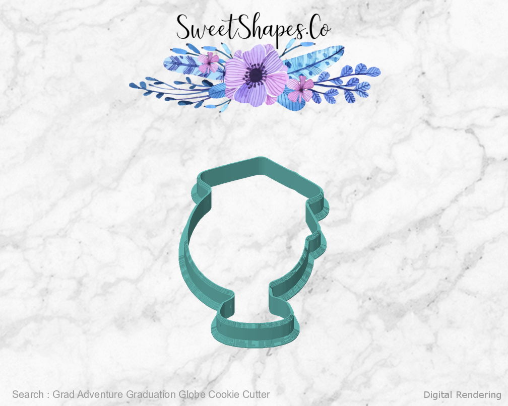 Grad Adventure Graduation Globe Cookie Cutter — front view