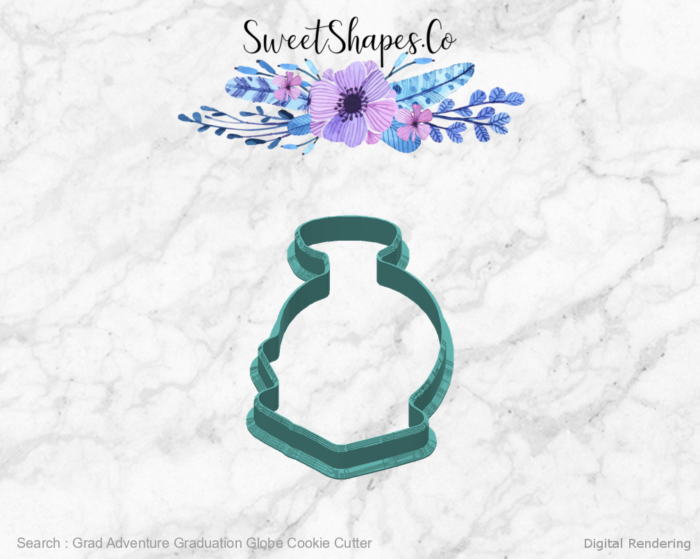 Grad Adventure Graduation Globe Cookie Cutter — back view
