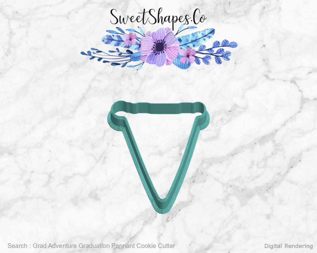 Grad Adventure Graduation Pennant Cookie Cutter — left view