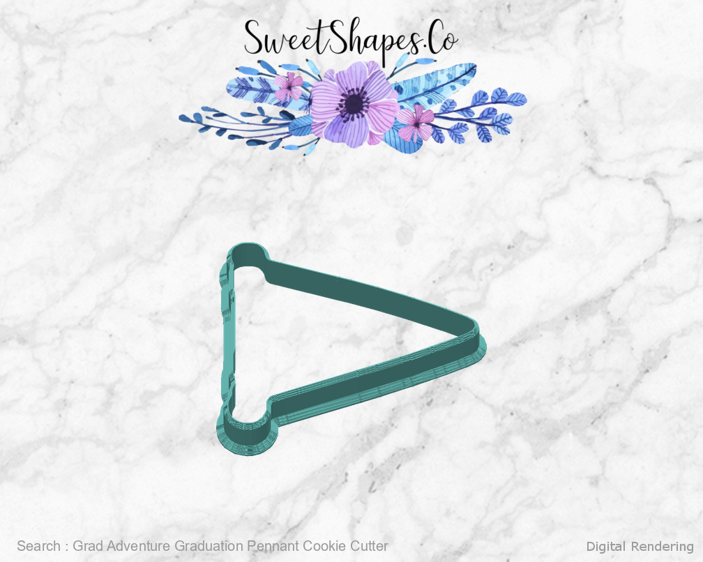 Grad Adventure Graduation Pennant Cookie Cutter — back view