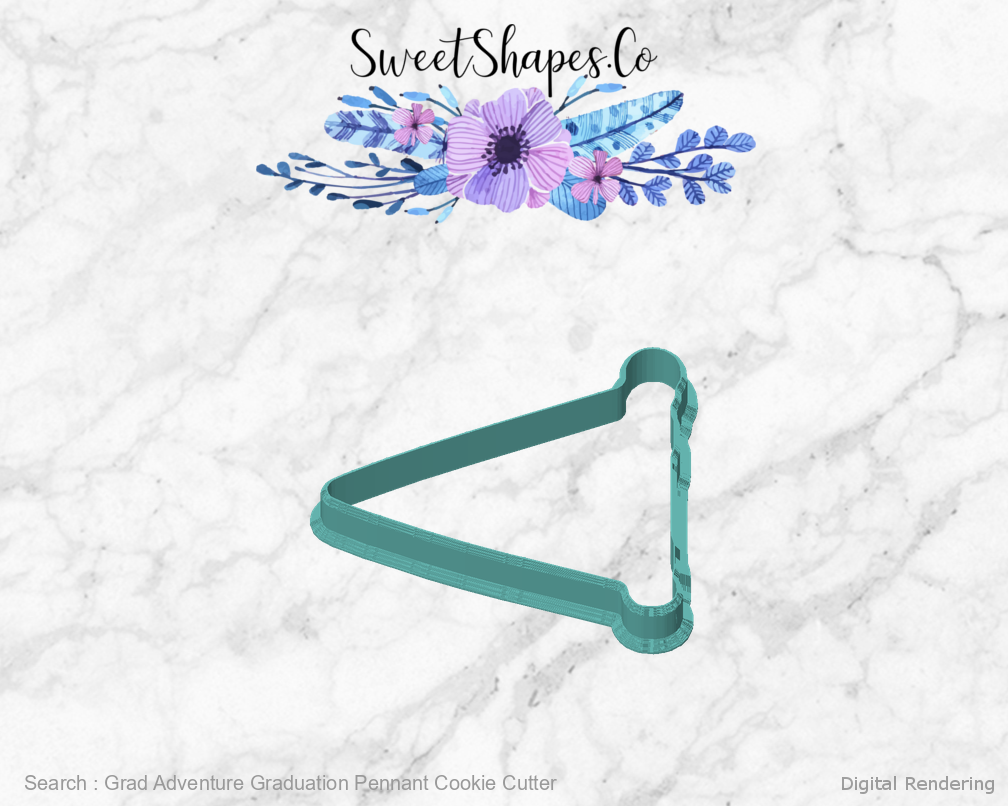 Grad Adventure Graduation Pennant Cookie Cutter — front view