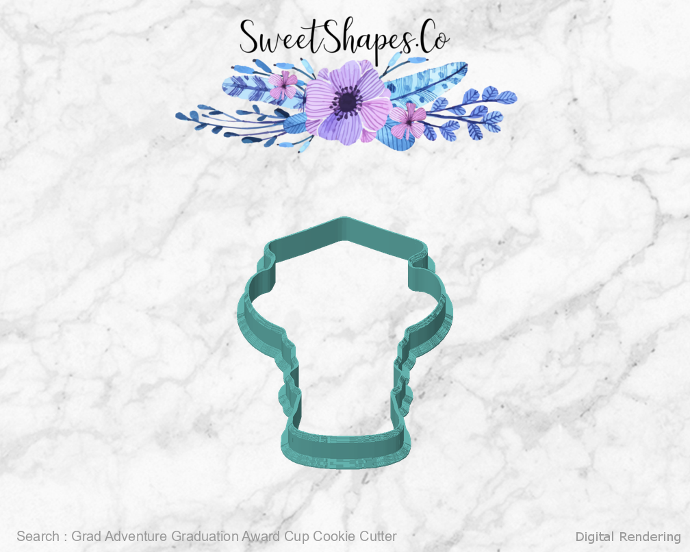 Grad Adventure Graduation Award Cup Cookie Cutter — front view