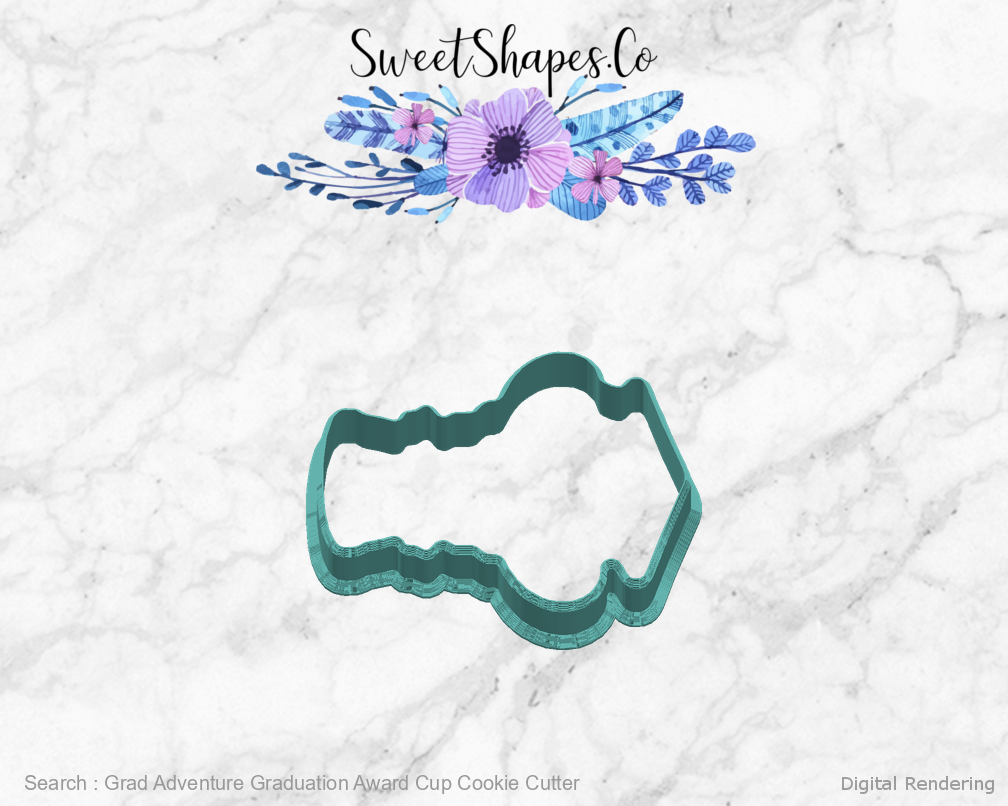 Grad Adventure Graduation Award Cup Cookie Cutter — right view