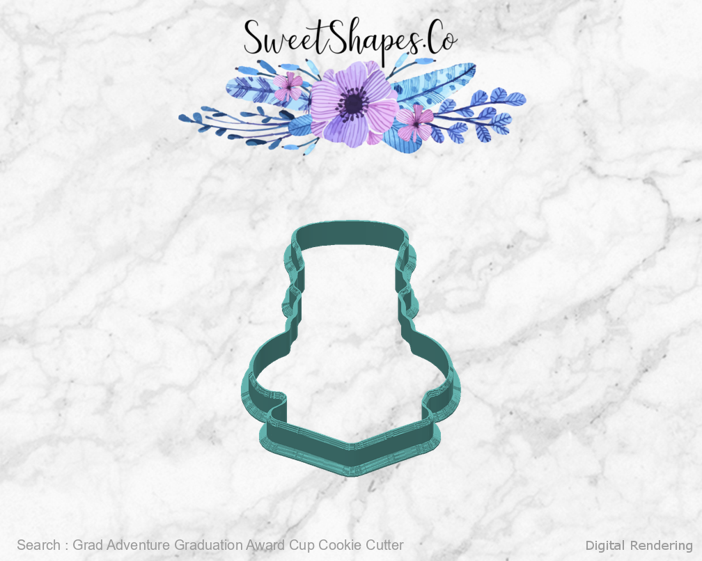 Grad Adventure Graduation Award Cup Cookie Cutter — back view